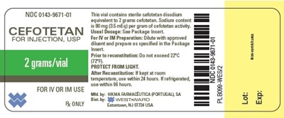 2 g container - cefotetan for injection usp 4
