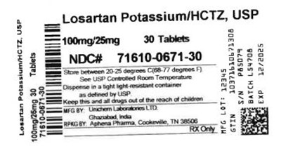 Bottle Label 100 mg / 25 mg (71610 0671 30)