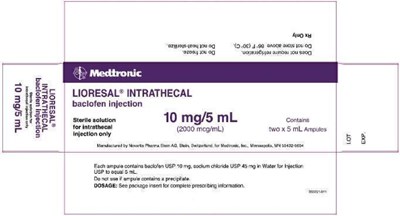 Carton For 1 Ampule 10 mg In 20 mL (Lioresalintrathecal Carton10 In 5ml 2ampules)