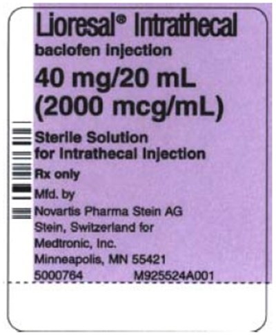 Ampule Label 40 mg in 20 mL - LioresalIntrathecal label40 in20