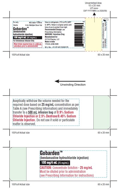 Gobarden (bendamustine Hydrochloride Injection), 100 mg/4 mL (Container Label)