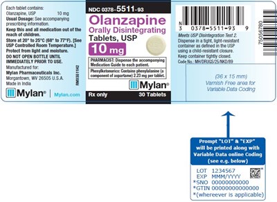 image-03.jpg Olanzapine Orally Disintegrating Tablets 10 mg Bottle Label - image 03