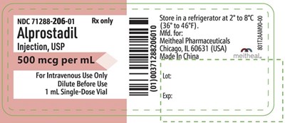 Package Display Panel Alprostadil Injection, Usp 500 Mcg Per mL Vial Label (Alprostadil Vial)