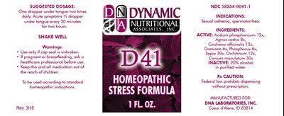 d-41-01.jpg PRINCIPAL DISPLAY PANEL - 1 FL. OZ. Bottle Label - d 41 01