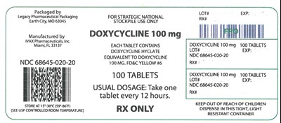 Ndc 68645-020-20doxycycline 100mg100 Tabletsrx Only (Doxycycline 3)