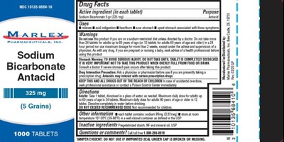 sodium-bicarbonate-tablets-01.jpg PRINCIPAL DISPLAY PANELNDC 10135-684-10Marlex Pharmaceuticals, Inc. Sodium BicarbonateSodium Bicarbonate 5 gr (325 mg) Antacid1000 Tablets - sodium bicarbonate tablets 01
