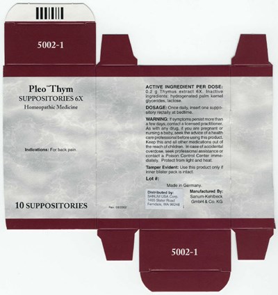 pleo-thym-01.jpg Principal Display Panel - 10 Suppositories Carton - pleo thym 01