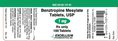 benztropine-mesylate-1mg-100-tablets.jpg This is an image of the label for Benztropine Mesylate Tablets 1 mg 100count. - benztropine mesylate 1mg 100 tablets