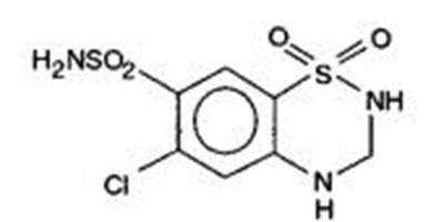 Hydrochlorothiazide structural formula. - lotensin hct 03