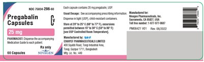 pregabalin-14.jpg PRINCIPAL DISPLAY PANEL - 25 mg Capsule Bottle Label - pregabalin 14
