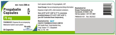 pregabalin-16.jpg PRINCIPAL DISPLAY PANEL - 75 mg Capsule Bottle Label - pregabalin 16