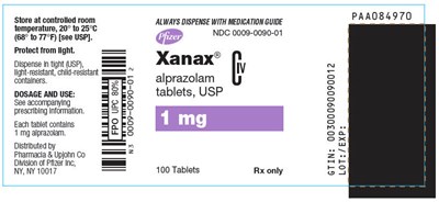 xanax-06.jpg PRINCIPAL DISPLAY PANEL - 1 mg Tablet Bottle Label - xanax 06