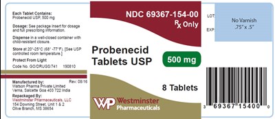 6936715400 (69367 154 00 Probenecid Tablet 500 mg 8 Artwork Web Jpg)