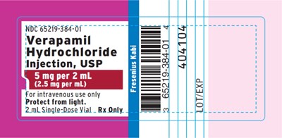 Package Label (PRINCIPAL DISPLAY – Verapamil Hydrochloride Injection, USP 2 mL Vial Label)