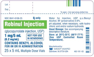 robinul-injection-7.jpg Robinul Injection (glycopyrrolate injection, USP) 1 mg/5 mL (0.2 mg/mL) 25 x 5 mL Multiple Dose Vials - robinul injection 7