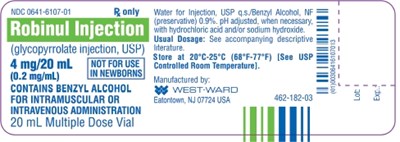 robinul-injection-8.jpg Robinul Injection (glycopyrrolate injection, USP) 4 mg/20 mL (0.2 mg/mL) 20 mL Multiple Dose Vial - robinul injection 8