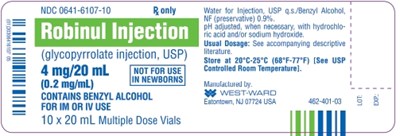 robinul-injection-9.jpg Robinul Injection (glycopyrrolate injection, USP) 4 mg/20 mL (0.2 mg/mL) 10 x 20 mL Multiple Dose Vials - robinul injection 9
