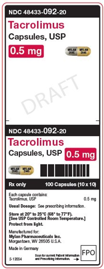 Tacrolimus 0.5 mg Capsules, Usp Unit Carton Label (Image 01)