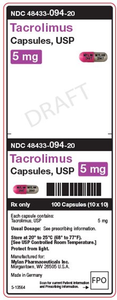 Tacrolimus 5 mg Capsules, Usp Unit Carton Label (Image 03)