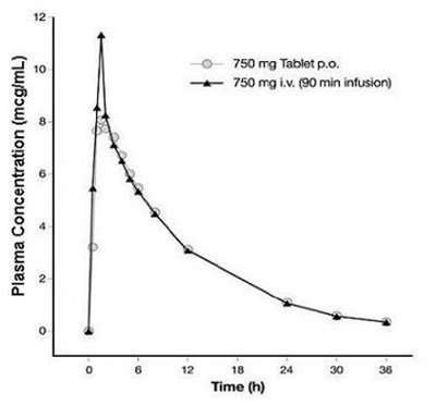 Figure 2: Mean Levofloxacin Plasma Concentration Vs. Time Profile: 750 mg (6c42740c 8814 4fb6 A61c 0d1a1768b713 02)