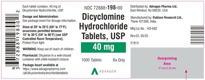 Dicyclomine Hydrochloride Tablets ,USP 20 mg - NDC 72888-119-00 - 1000 Tablets Label - dicyclomine hcl tablets usp 40mg 1000s