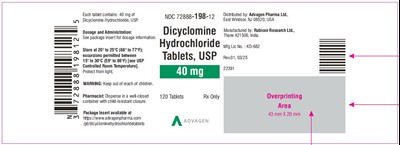 Dicyclomine Hydrochloride Tablets ,USP 20 mg - NDC 72888-119-01 - 100 Tablets Label - dicyclomine hcl tablets usp 40mg 120s