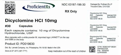 63187-196-30 (Dicyclomine Hydrochloride Tablets Usp Dicyclomine  2)