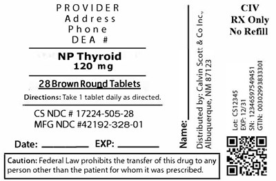 NP_Thyroid_120mg_28ct_Label.jpg NDC 17224-505-28 - NP Thyroid 120mg 28ct Label