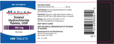 sotalol-05.jpg PRINCIPAL DISPLAY PANELNDC 10135-0663-01SotalolHydrochlorideTablets, USP160 mgRx Only100 TABLETS - sotalol 05