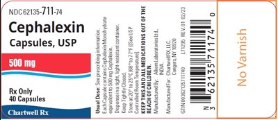 image description - cephalexin capsules 500mg label
