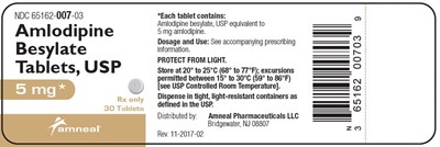 5 mg 100 count label - amlodipine besylate tablets 5
