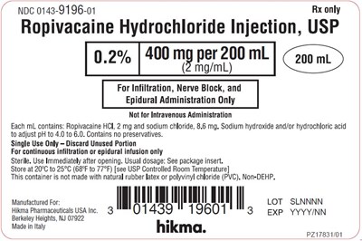 Ropivacaine 400 mg Bag Label (Ropivacaine Hydrochloride Injection 3)