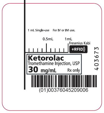 ket0g-0006-17.jpg PACKAGE LABEL - PRINCIPAL DISPLAY – Ketorolac Tromethamine 1 mL Syringe Label - ket0g 0006 17