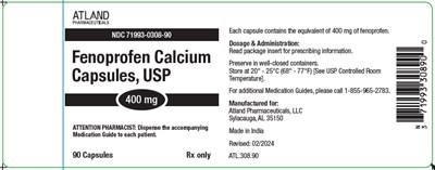 Image Description (Fenoprofin Calcium Capsules 400mg Bottle Label)