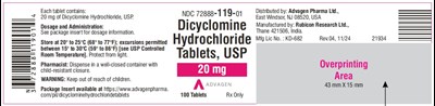Dicyclomine Hydrochloride Tablets ,usp 20 mg (NDC 72888-119-01)