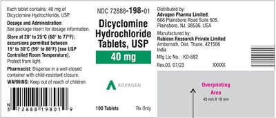 Dicyclomine Hydrochloride Tablets ,usp 20 mg (NDC 72888-119-01)
