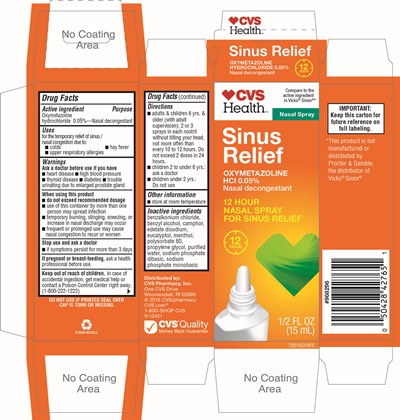 image-01.jpg CVS Health Sinus Relief Oxymetazoline HCl 0.05% 15 mL - image 01