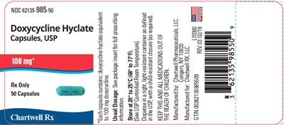 doxycycline-04.jpg PRINCIPAL DISPLAY PANEL - 100 mg Capsule Bottle Label - doxycycline 04