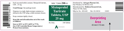 metoprolol-tartrate-tabs-25mg-100-tablets-bottle-label.jpg Metoprolol Tartrate Tablets, USP 25 mg - NDC 72888-208-01 - 100s Bottle Label - metoprolol tartrate tabs 25mg 100 tablets bottle label