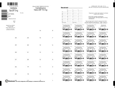Venlafaxine Tabs 75mg bingo card label - venlafaxine tablets 75mg   8346 teva 2