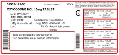 This Is An Image Of The Label For Oxycodone Hydrochloride-15 mg-100 Count. (Oxycodone 4)