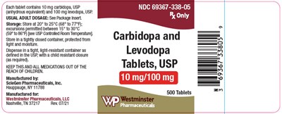 carbidopa-03.jpg PRINCIPAL DISPLAY PANEL - 10 mg/100 mg Tablet Bottle Label - carbidopa 03