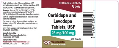 carbidopa-04.jpg PRINCIPAL DISPLAY PANEL - 25 mg/100 mg Tablet Bottle Label - carbidopa 04