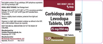 carbidopa-05.jpg PRINCIPAL DISPLAY PANEL - 25 mg/250 mg Tablet Bottle Label - carbidopa 05