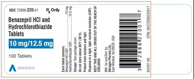 Image Description (Benazepril HCl And Hydrochlorothiazide Tabs 10mg 12.5mg Bottle Label)