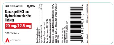 Image Description (Benazepril HCl And Hydrochlorothiazide Tabs 20mg 12.5mg Bottle Label)