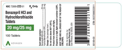 Image Description (Benazepril HCl And Hydrochlorothiazide Tabs 20mg 25mg Bottle Label)