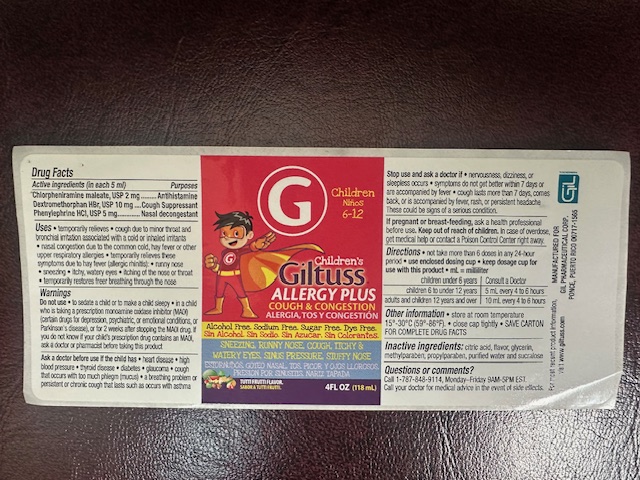 Giltuss Childrens Allergy Plus Solution- Images NDC65852-018