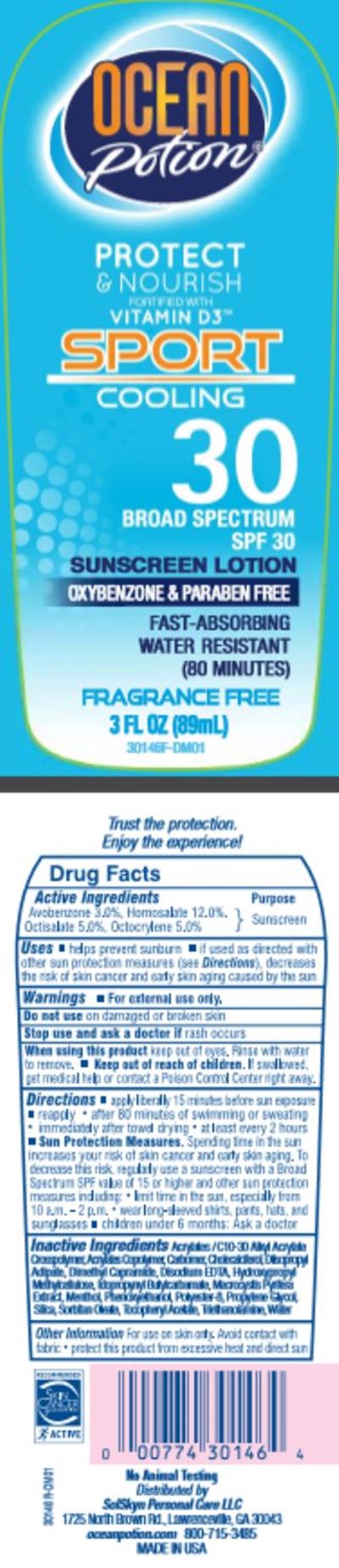 Ocean Potionsport Cooling30 Broad Spectrumspf 30sunscreen Lotion3 Fl Oz (89ml) (Op Spf30 3oz Sport Cooling Sunscreen Lotion 01)