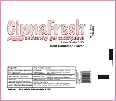 Principal Display Panel - 24 GRAM Tube Label - cinnafresh 01